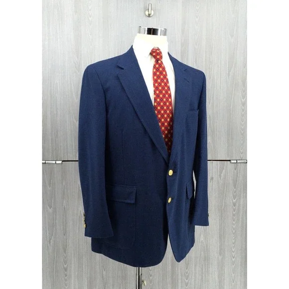 Stafford Mens Gold Button Blazer Size 44R - Picture 4 of 9